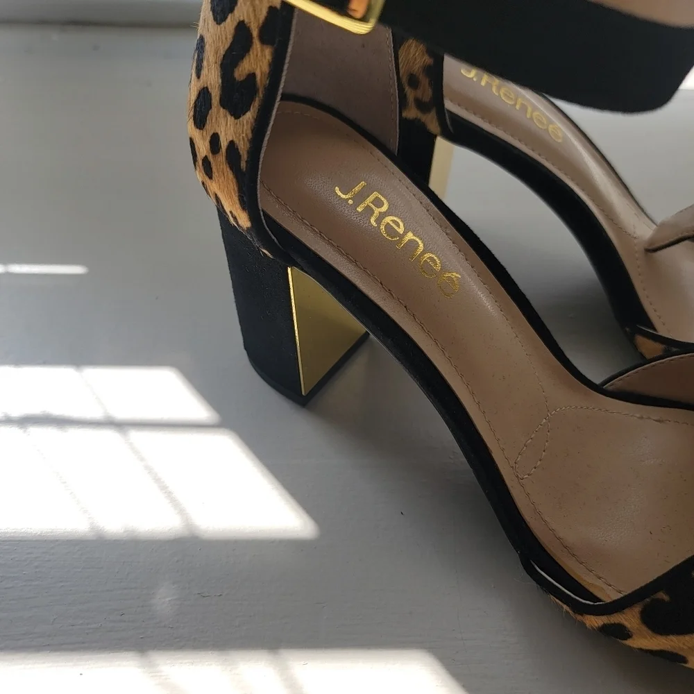 J.Renee, Leopard Ankle Strap Sandal, 81/2W